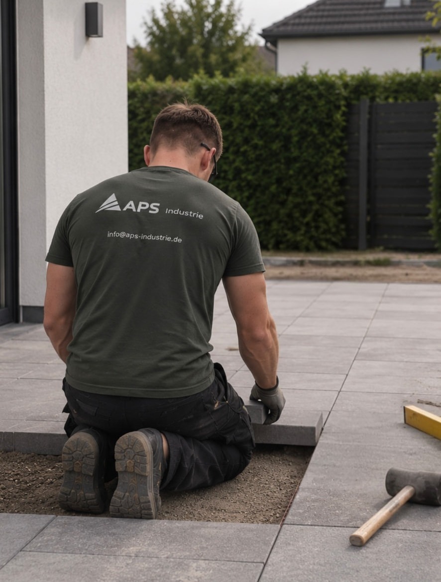 Neu verlegtes Pflaster einer Einfahrt – Pflasterarbeiten von APS